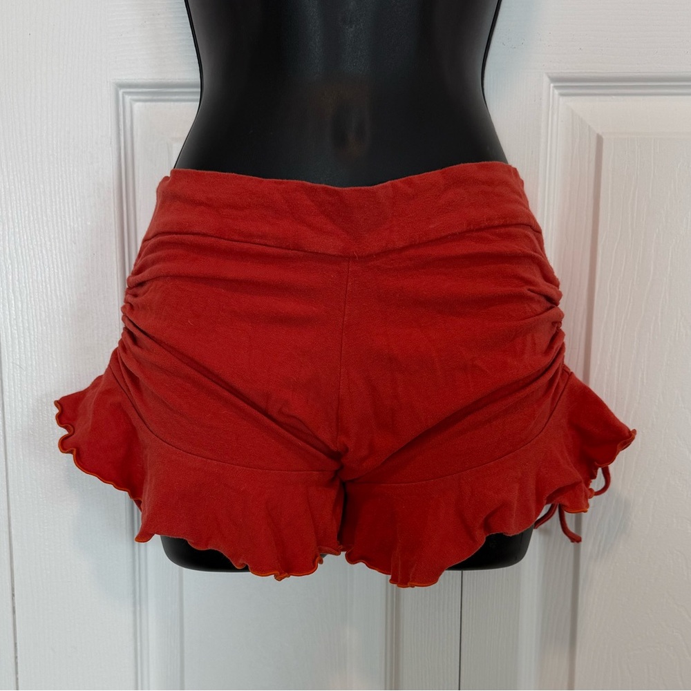 Harmonic Threads Orange Organic Cotton Ruffle Hem Shorts